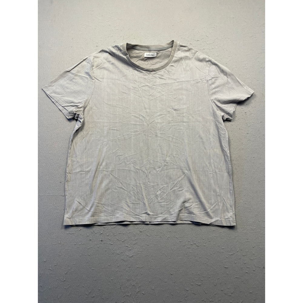 Calvin Klein T-Shirt Geometric Print Gray White XL Mens